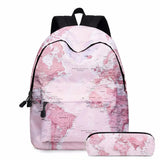 Europe & America Map School Bags for Girls Waterproof Bookbag