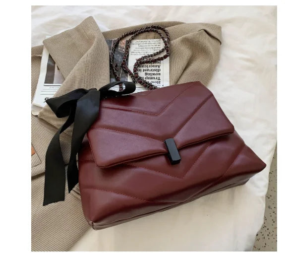 Bow Knot Tote Bag Women's Shoulder - Autumn Winter European and American Style