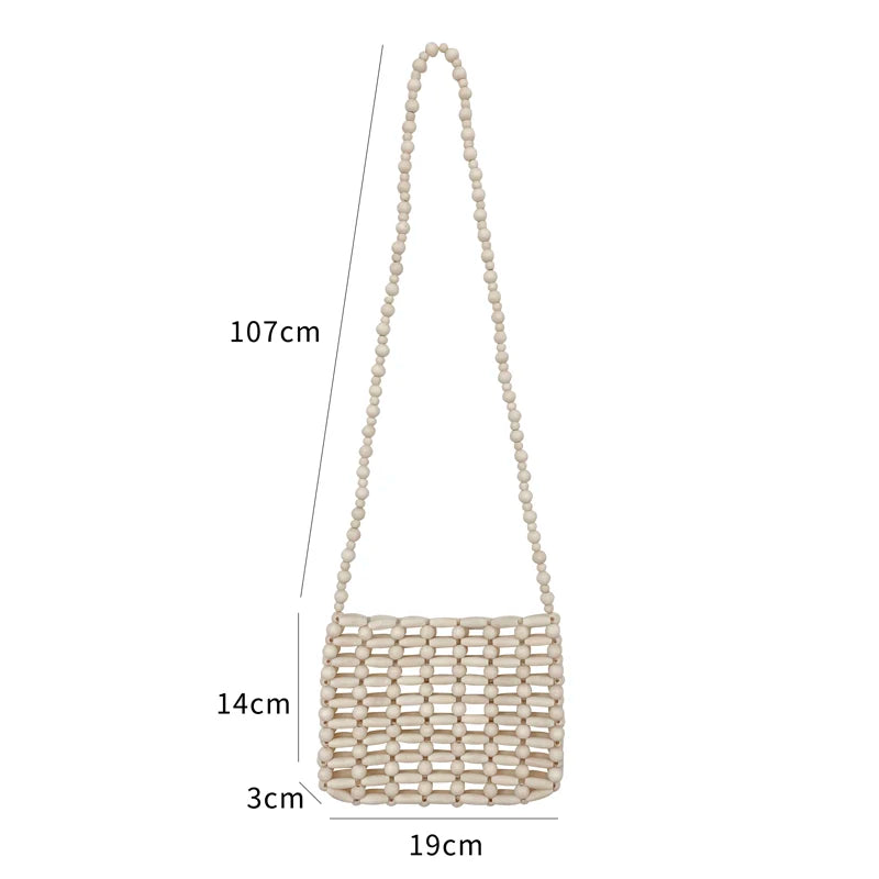 Resin Beaded Knit Flap Bag Hollow Out Crossbody Phone Bag