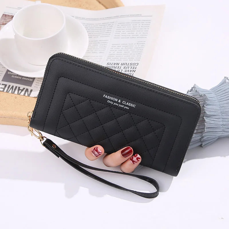 Euro/American Rhombus Long Ladies Wallet Clutch