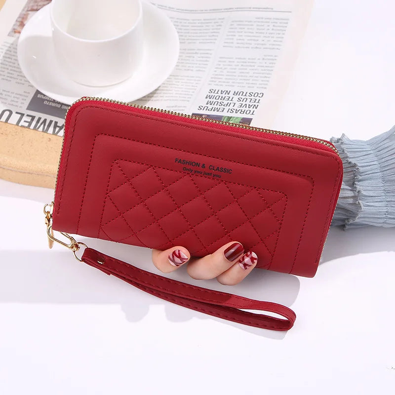 Euro/American Rhombus Long Ladies Wallet Clutch