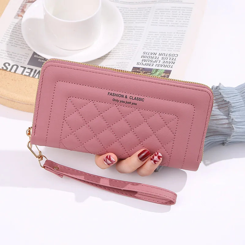 Euro/American Rhombus Long Ladies Wallet Clutch