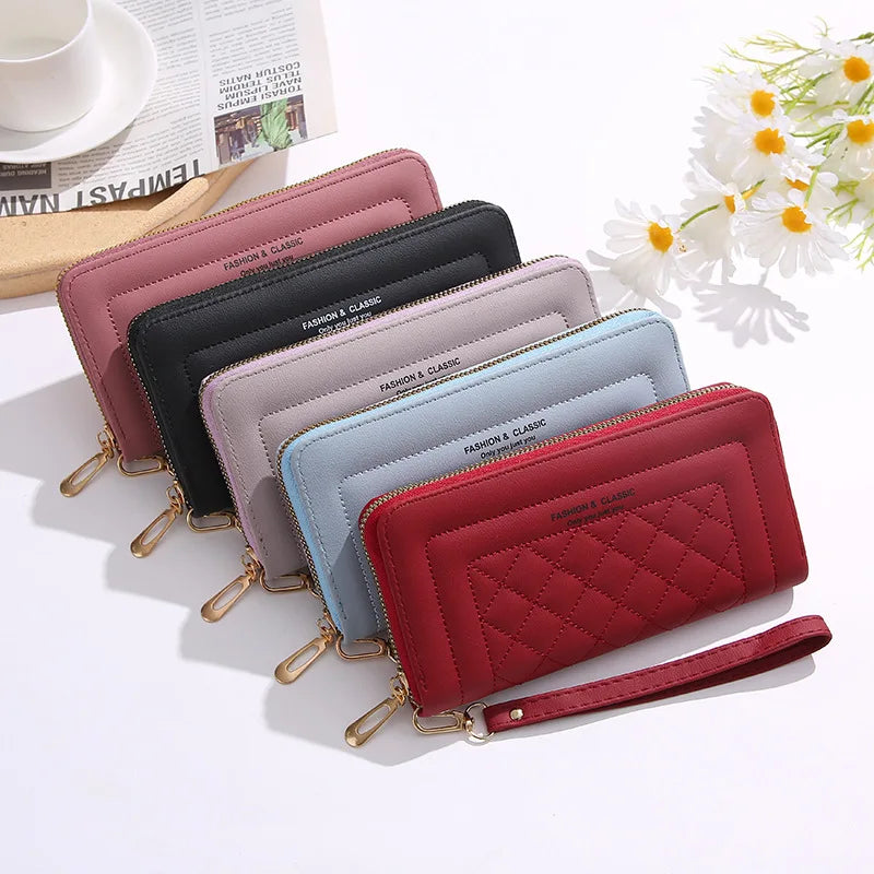 Euro/American Rhombus Long Ladies Wallet Clutch