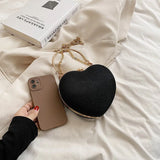 Evening Bags Chain Rhinestone Shoulder Bag Heart Small Crossbody Bags