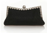 Glitter Bead Evening Clutch Bag Silver Handbag