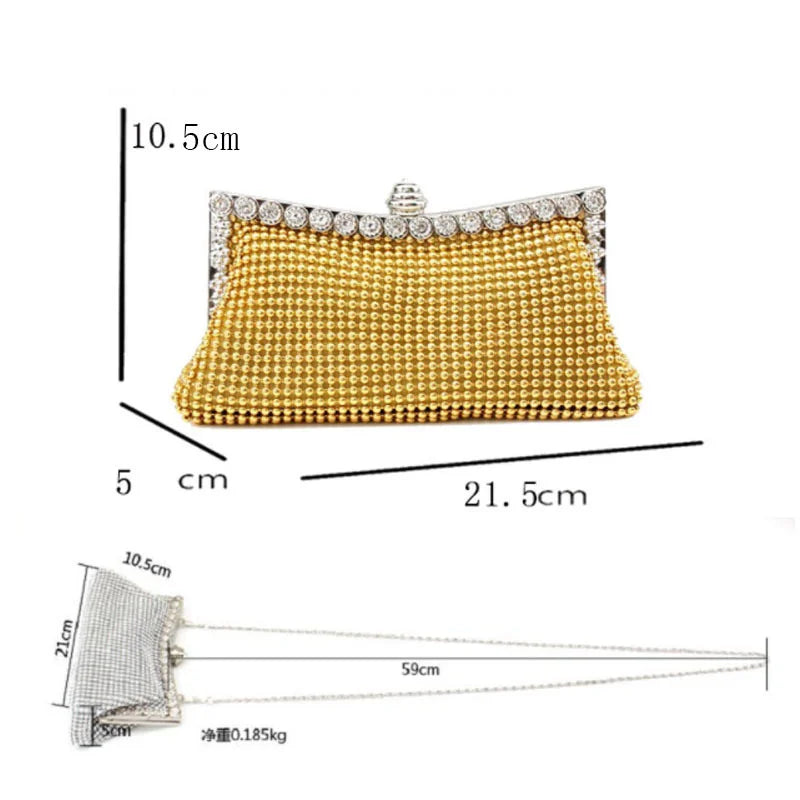 Glitter Bead Evening Clutch Bag Silver Vintage Bridal Purse