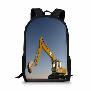 Excavating Machinery Element Printing Pattern School Backpacks for Teenager