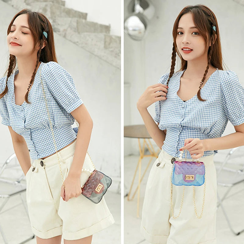 Translucent Colourful Shoulder Bags for Women Small Messenger Bag