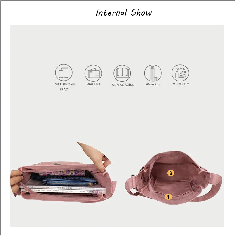 Casual Canvas Crossbody Bag for Women Large Capacity