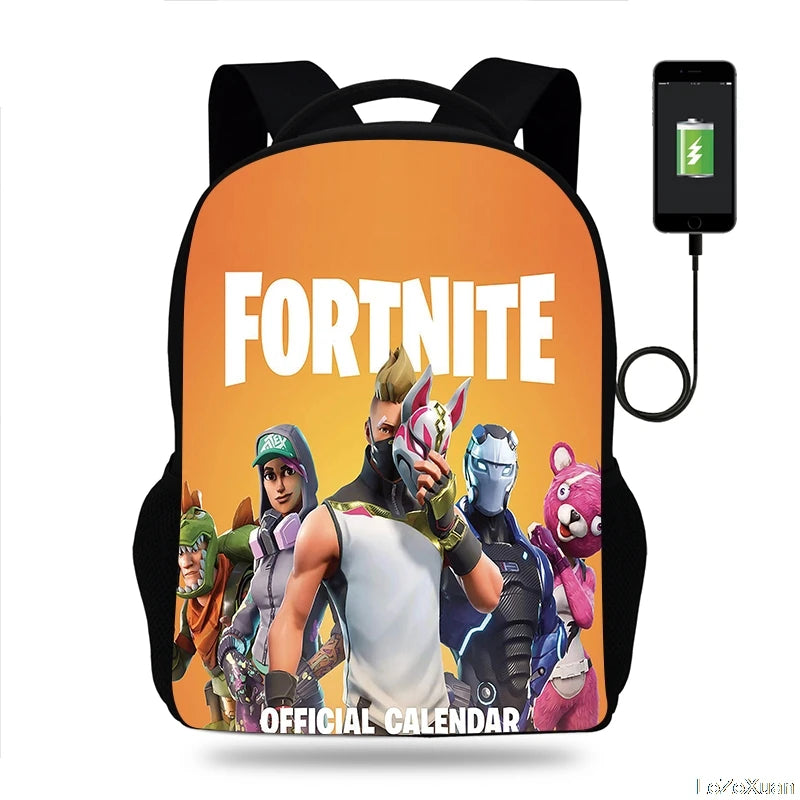 Fortnite Games Backpack 16' Children School Bags Boys Girls Primary Backpack