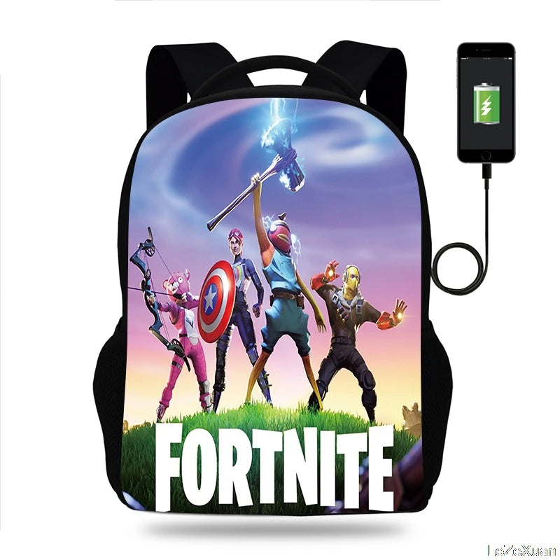 Fortnite Games Backpack 16' Children School Bags Boys Girls Primary Backpack