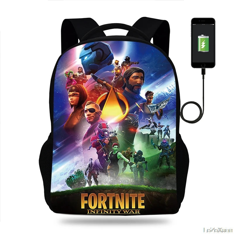 Fortnite Games Backpack 16' Children School Bags Boys Girls Primary Backpack