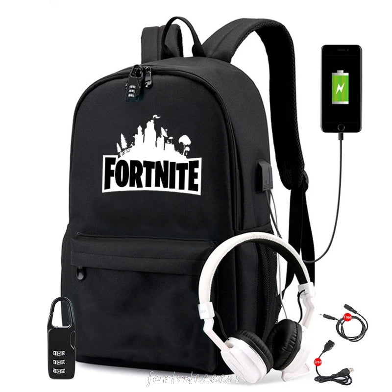 USB Charging Travel Canvas Backpack for Teenagers Boys