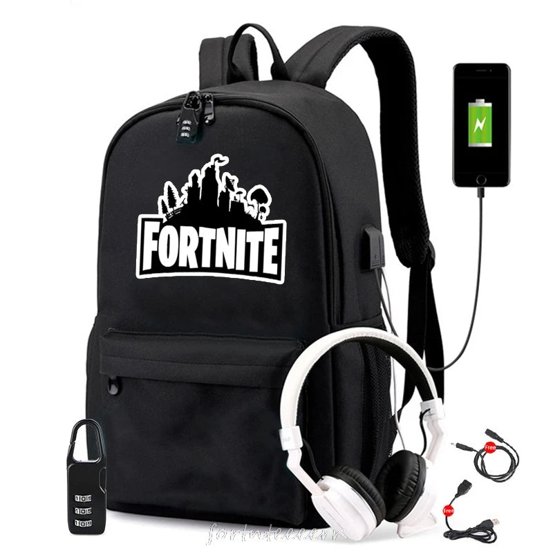 USB Charging Travel Canvas Backpack for Teenagers Boys