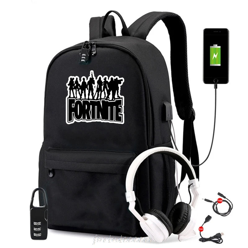 USB Charging Travel Canvas Backpack for Teenagers Boys