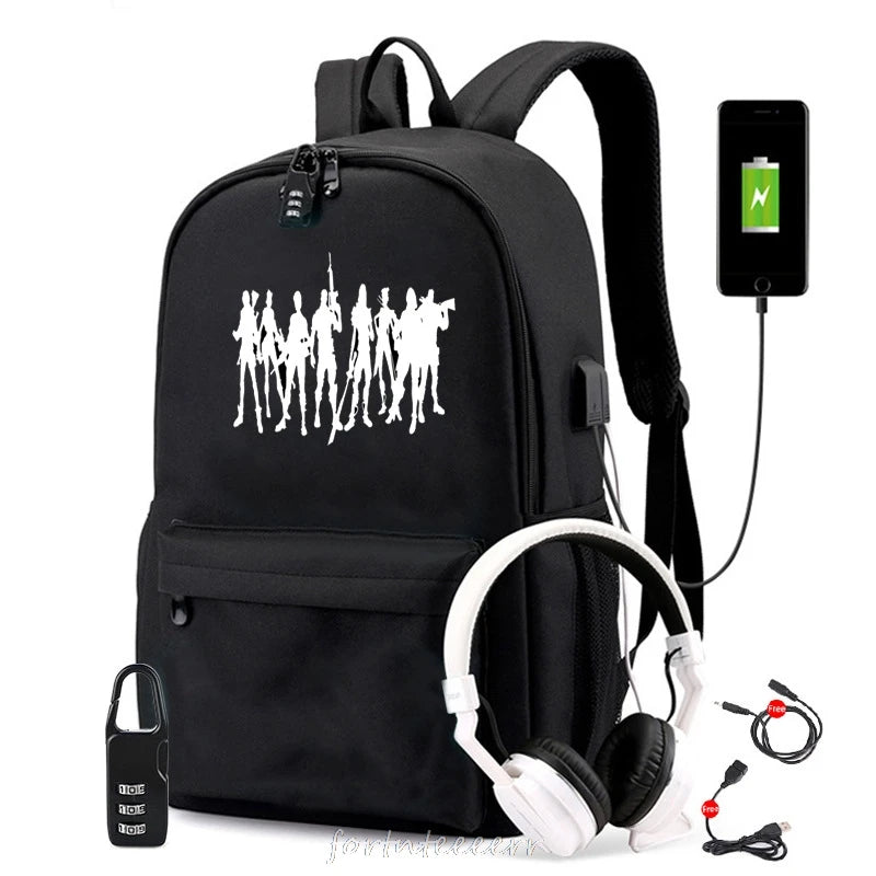 USB Charging Travel Canvas Backpack for Teenagers Boys