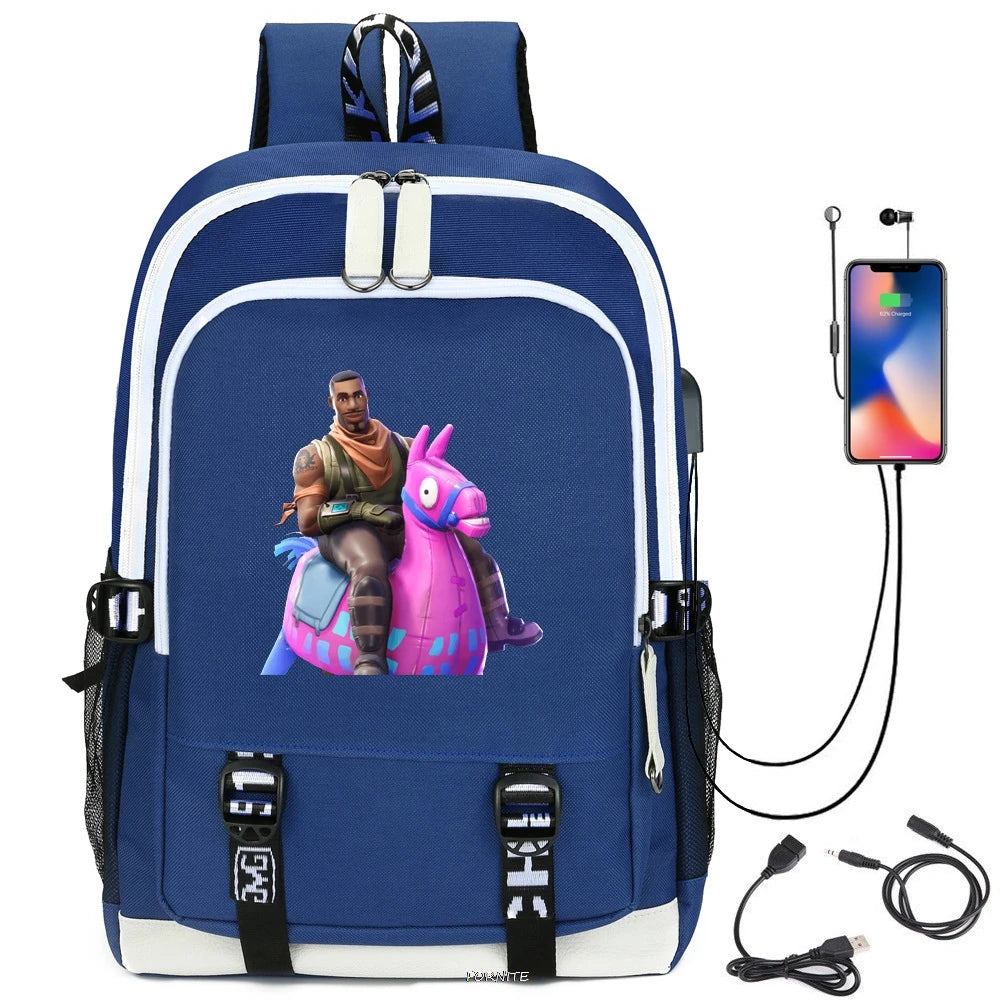 Cartoon Printing Student bag USB Charging Listen to Music Schoolbag