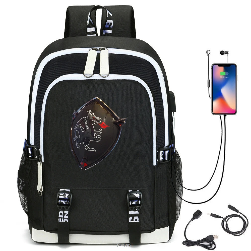 Cartoon Printing Student bag USB Charging Listen to Music Schoolbag