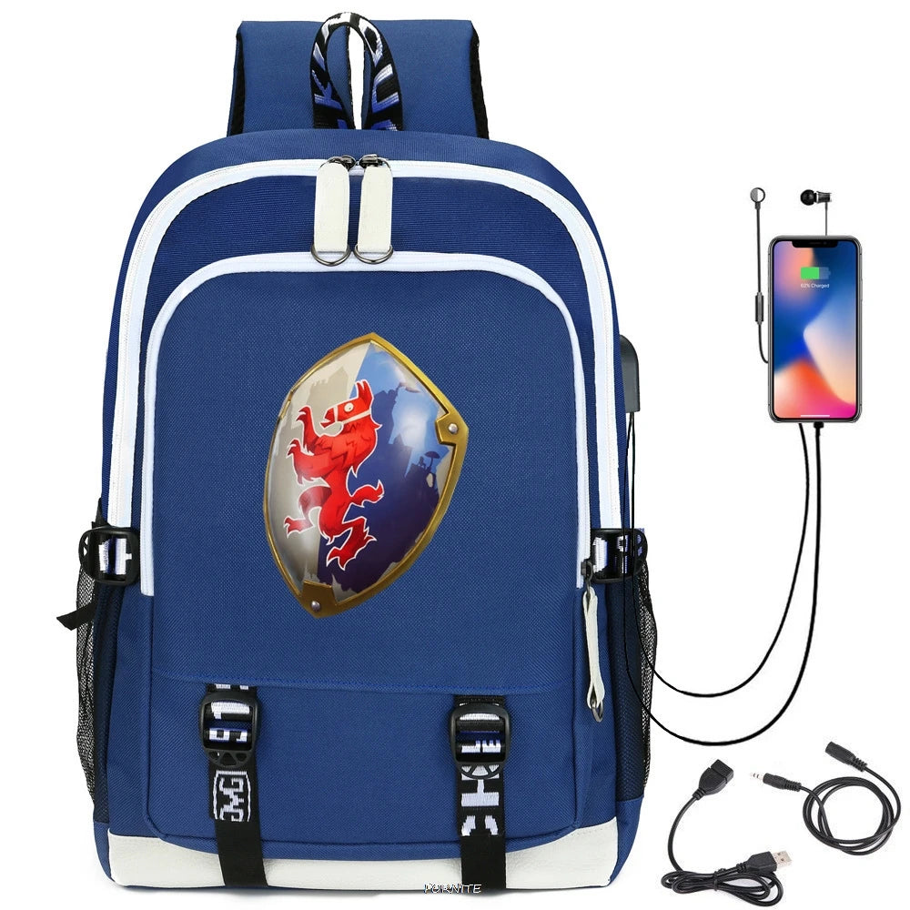 Cartoon Printing Student bag USB Charging Listen to Music Schoolbag