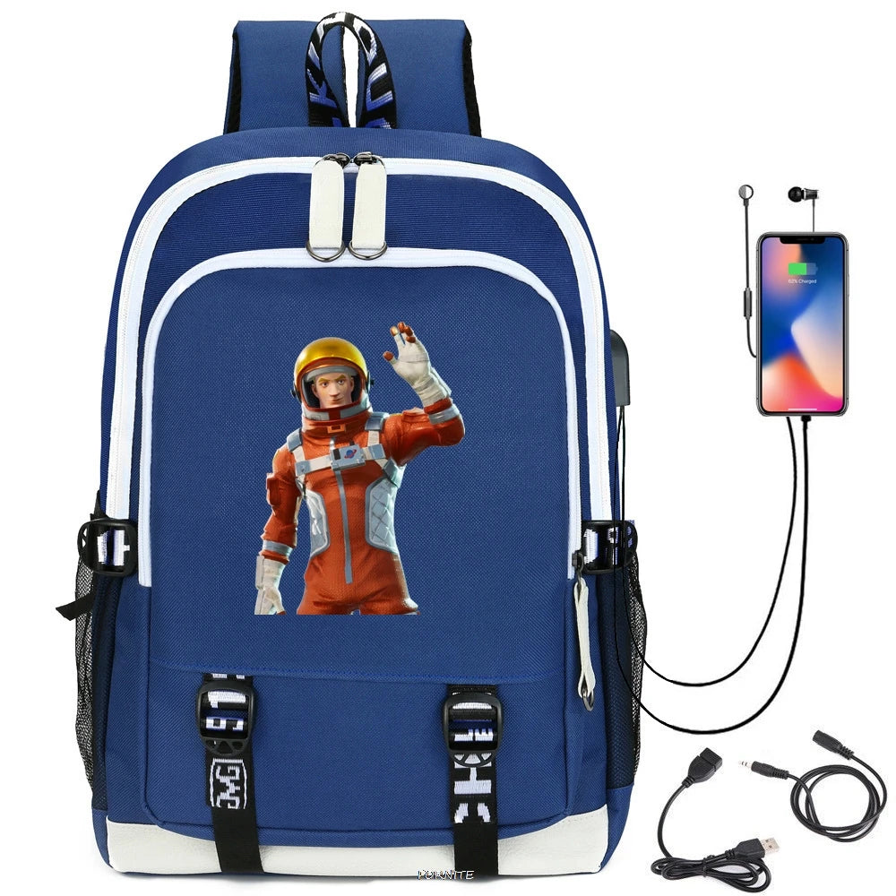 Waterproof USB Charging Schoolbag Boys Girls Outdoor Travel Backpack