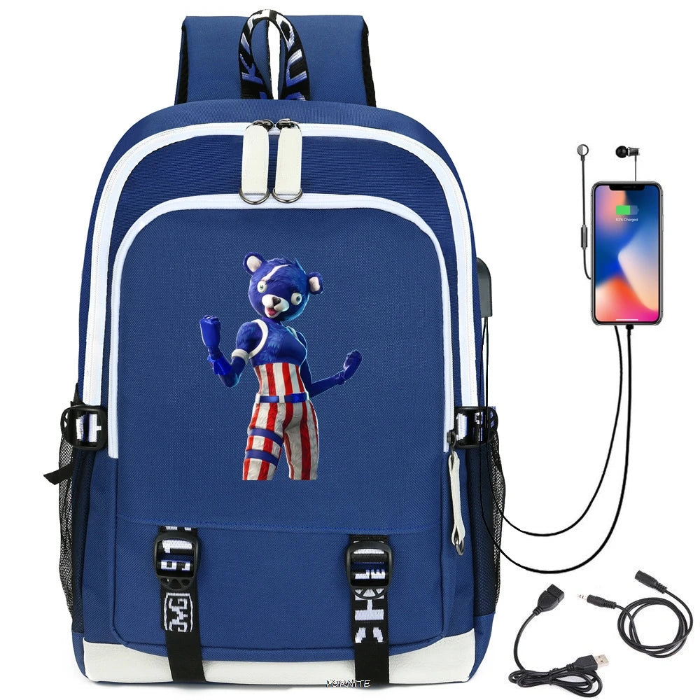 Waterproof USB Charging Schoolbag Boys Girls Outdoor Travel Backpack