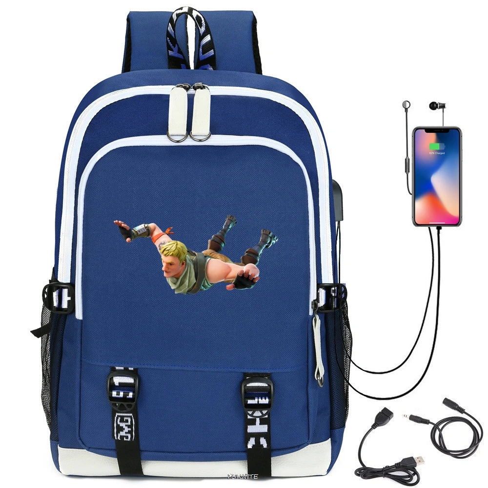 Waterproof USB Charging Schoolbag Boys Girls Outdoor Travel Backpack