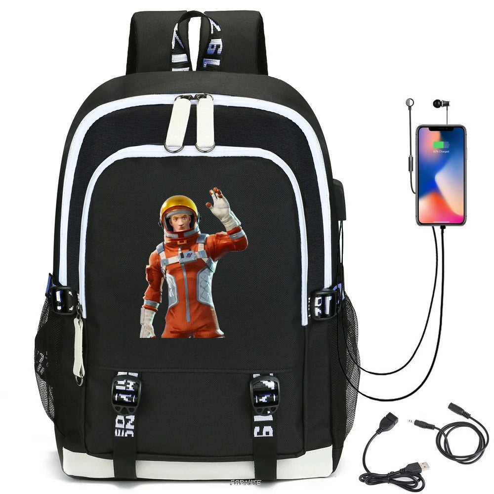 Waterproof USB Charging Schoolbag Boys Girls Outdoor Travel Backpack