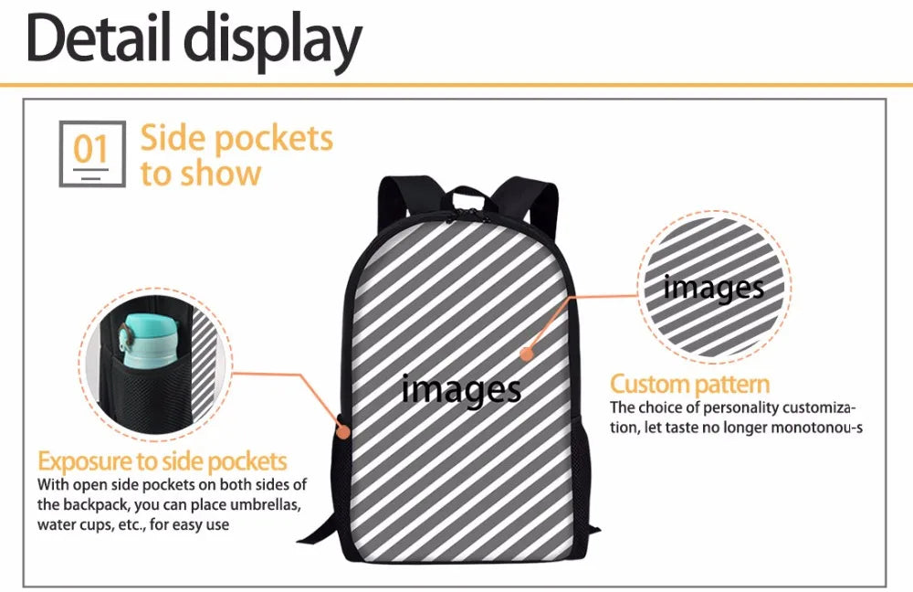 16 inch Musical Note Printed Daypack for Kids Boys