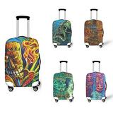 Cartoon Stone Statue Checked Luggage Cover