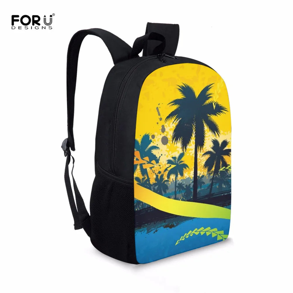 Beach Coconut Tree Pattern Backpack 16 inch School Bags