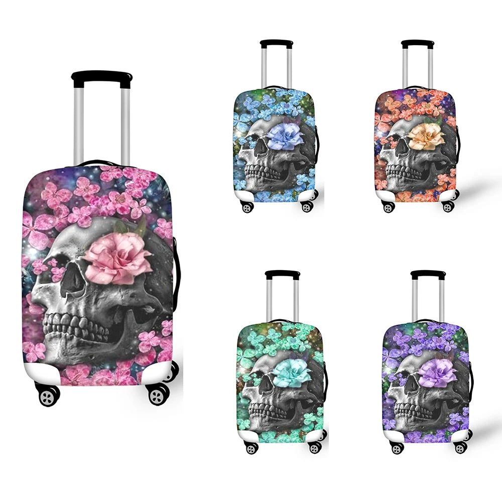 Flower Skull Print Personalized Luggage Cover
