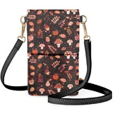 Brown Leaves Mushroom Shoulder Bag Women's Leather Phone Bag
