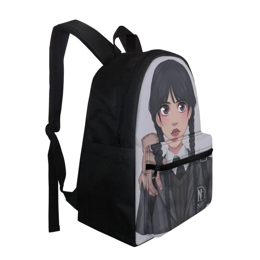 Wednesday Addams Backpack Cartoon Girl Print Student TV Series Schoolbag