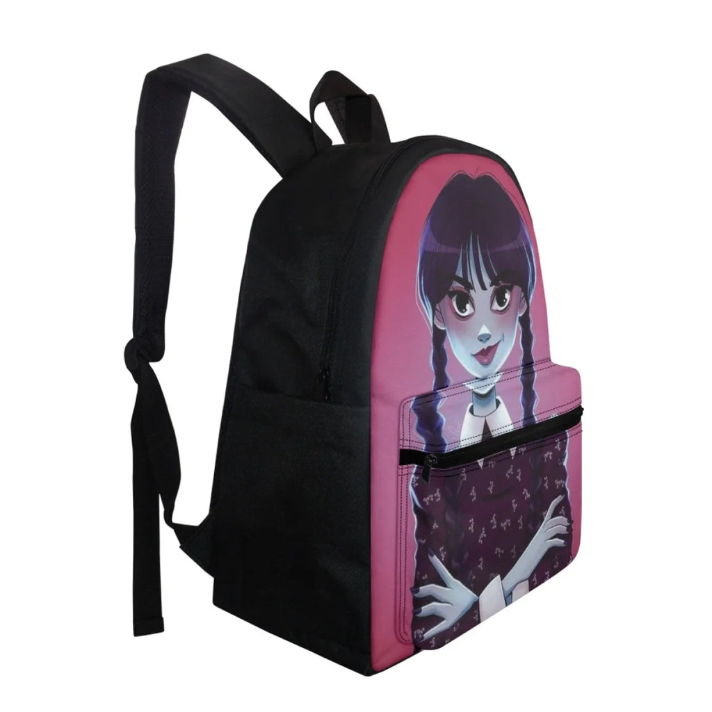 Wednesday Addams Backpack Cartoon Girl Print Student TV Series Schoolbag
