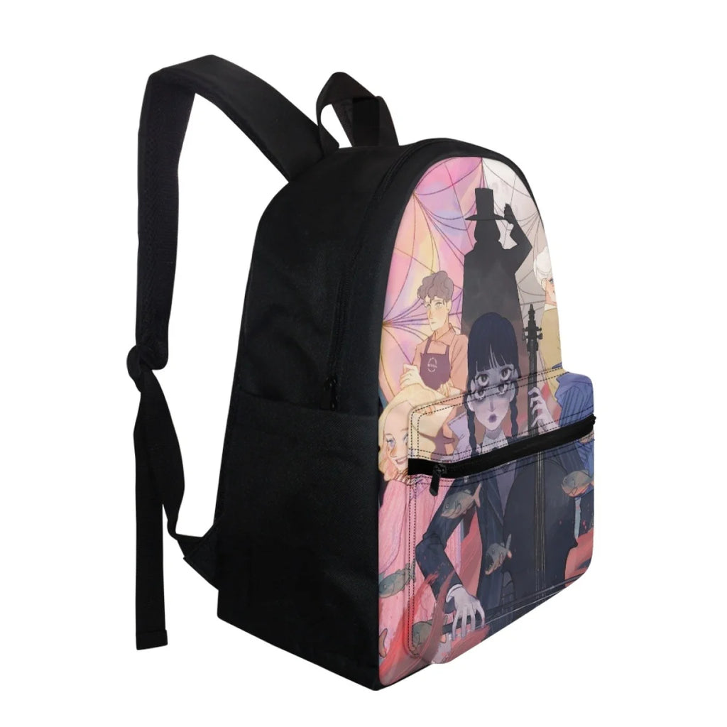 Wednesday Addams Backpack Cartoon Girl Print Student TV Series Schoolbag