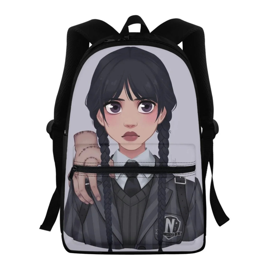 Wednesday Addams Backpack Cartoon Girl Print Student TV Series Schoolbag