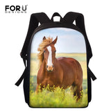 3D Horse Print School Bags for Girls Boys 15inch Kids Schoolbags