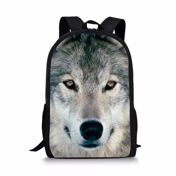 Boys Wolf School Backpack 3D Kids Bagpack Student Bookbags