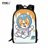 Corgi Astronaut School Bags for Kids Lightweight Shoulder Bags
