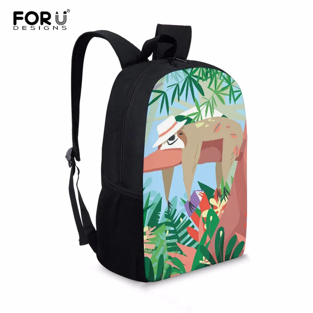 Cartoon Sloth Pattern Kids 16" Backpack Boys Girls School Bags Laptop