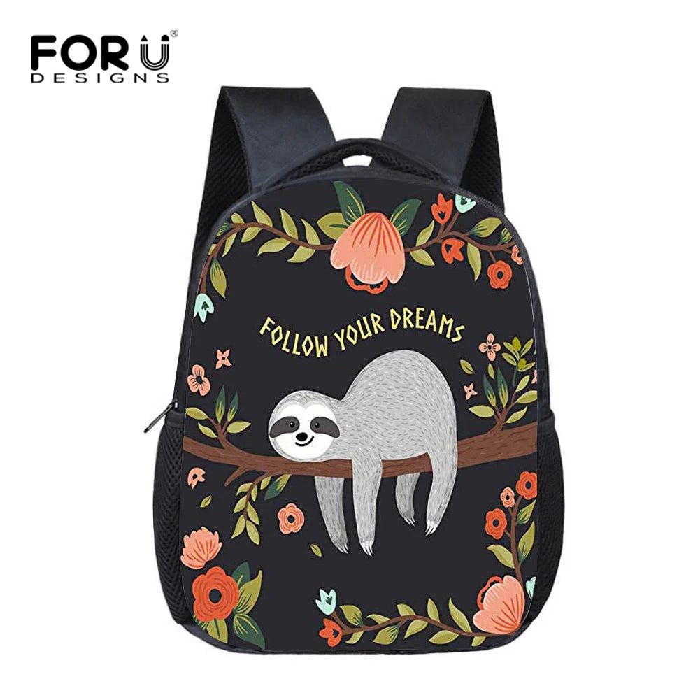 Kids School Bags Jungle Sloth Print Small 12inch Rucksack