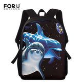 Ocean Dolphin Print School Bags for Girls 15inch Kids Schoolbags