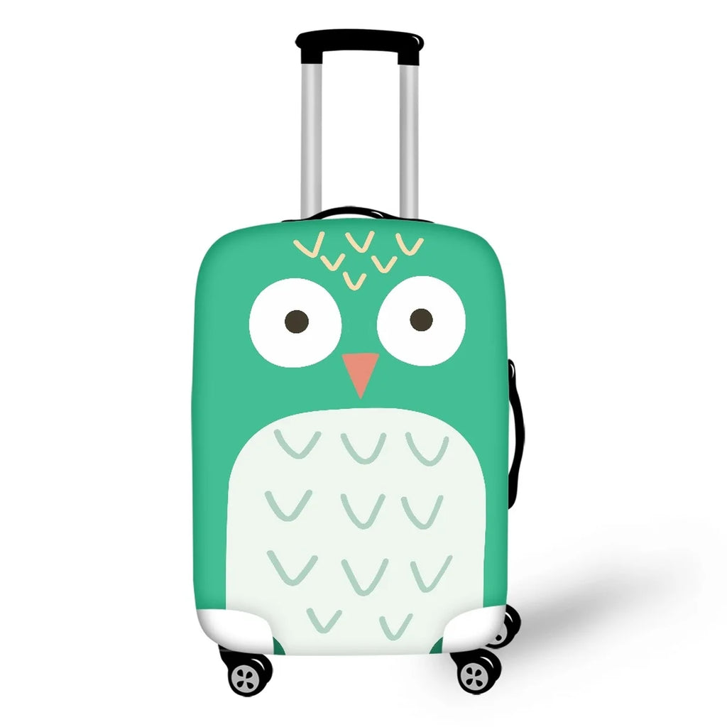 Purple Cartoon Owl Print Travel Hand Luggage Protective Cover Waterproof