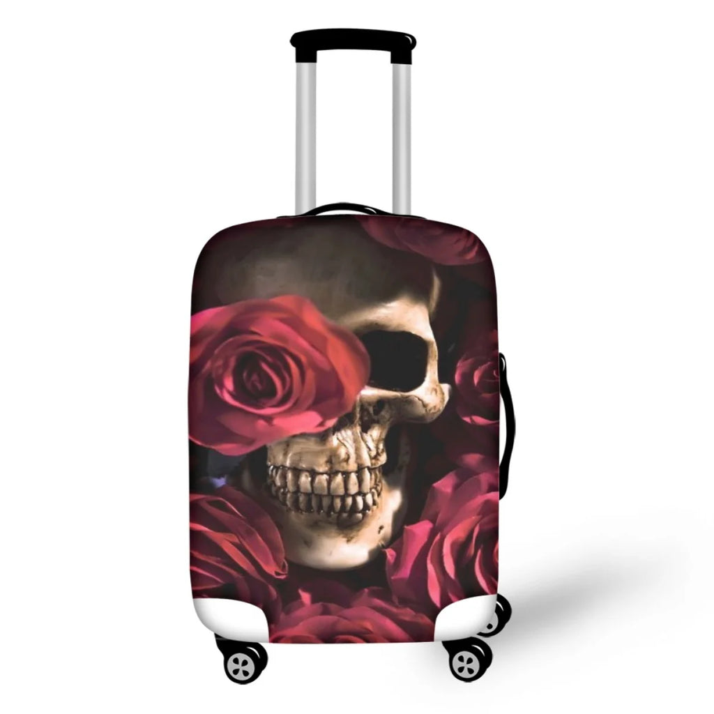 Gothic Skull Red Rose Print Luggage Cover for Girls