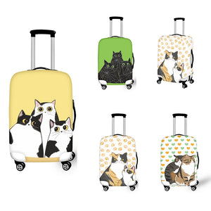 Cartoon Cow Cat Print Luggage Cover Protector Elastic Stretchable Travel