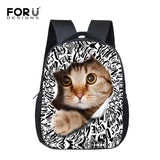 Mini Cat Print Backpack for Kids Small Preschool Bookbag