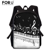Music Note Schoolbag Piano Keyboard/Guitar Print Student Book Bag 15in