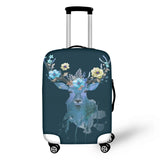 Purple Reindeer Floral Print Luggage Cover - Travel Accessories