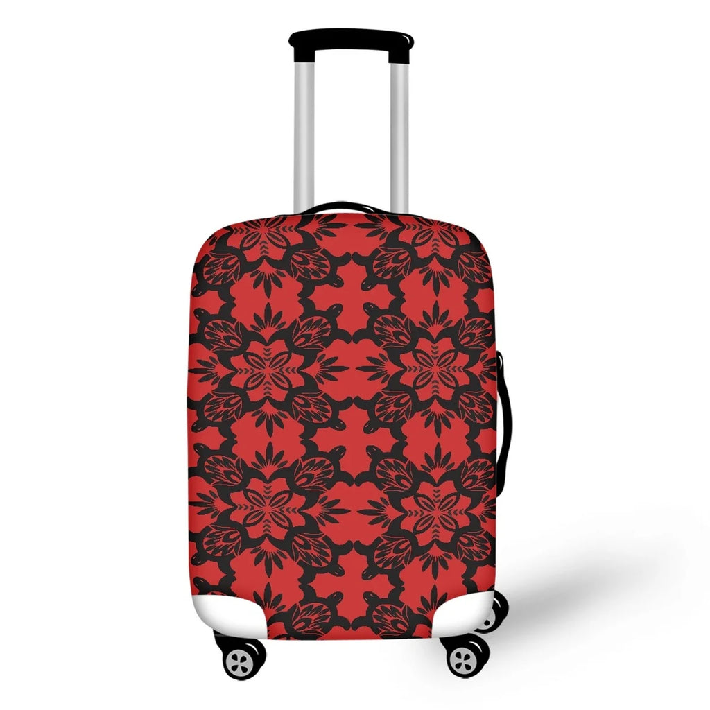 Red Cross Flower Waterproof Checked Luggage Dust Bag Cover