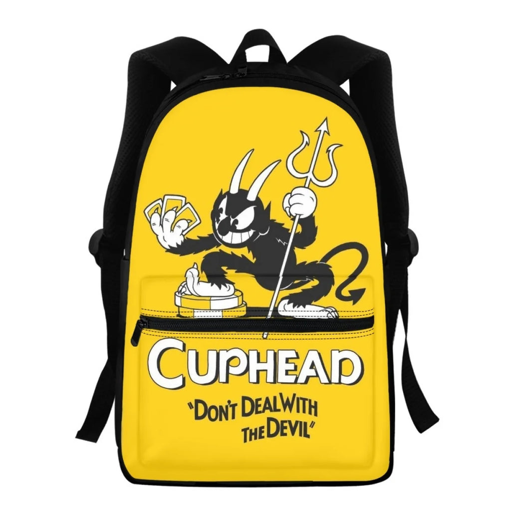 Student Cup Head Cartoon Schoolbag Adjustable Shoulder Strap School Bags